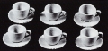 Six Large Tea Cups & Saucers